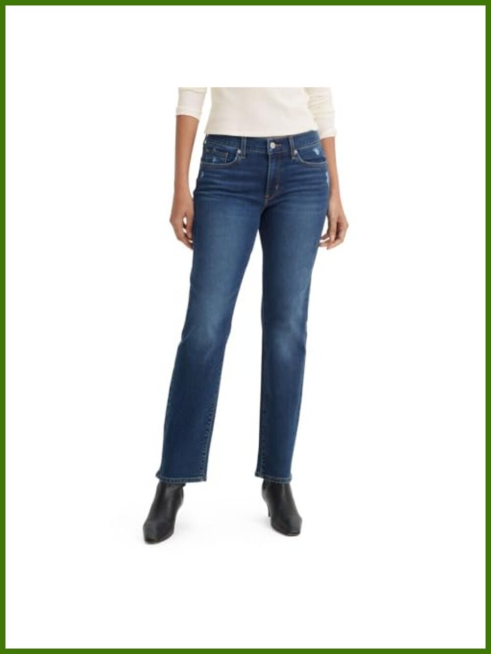 Classic Straight Leg Mid Rise Jeans Easy Hip Thigh Casual Denim
